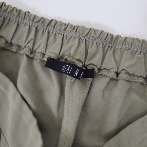 Ozai N Ku Linen Culottes Capris Rayon Sparta Tulip Pants Tapered Ankle Cropped - Picture 6 of 8